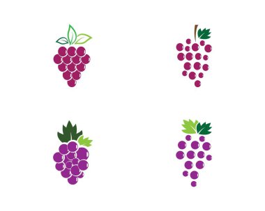 Gıda uygulamaları ve web siteleri için yaprak simgesi ile bir demet şarap üzümü