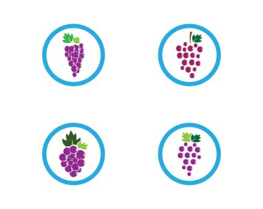 Gıda uygulamaları ve web siteleri için yaprak simgesi ile bir demet şarap üzümü