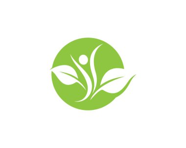 Yeşil yapraklı ekoloji doğa element ikonu logoları