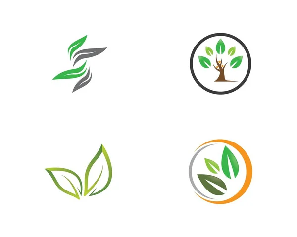 Logos Foglia Verde Ecologia Elemento Natura Icona Vettoriale — Vettoriale Stock