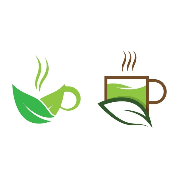 Grüner Tee Logo Bilder Illustration Design — Stockvektor