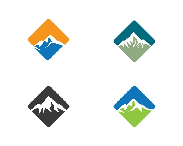 Montanha Logotipo Modelo Vetor Ícone Ilustração Design — Vetor de Stock