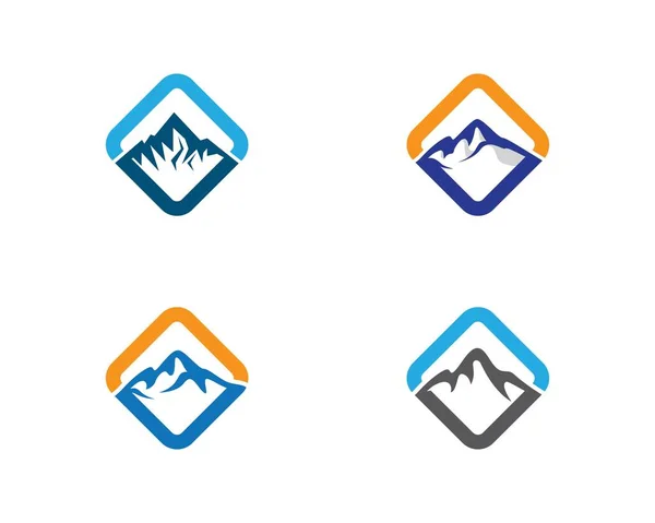 Montanha Logotipo Modelo Vetor Ícone Ilustração Design — Vetor de Stock