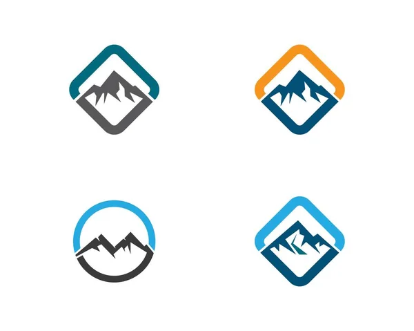 Montanha Logotipo Modelo Vetor Ícone Ilustração Design — Vetor de Stock