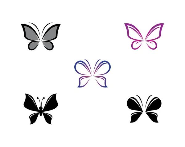 Borboleta Logotipo Modelo Vetor Ícone Ilustração Design — Vetor de Stock