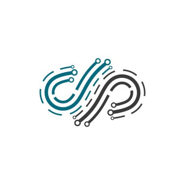 Teknoloji logosu vektör ikonu çizimi tasarımı