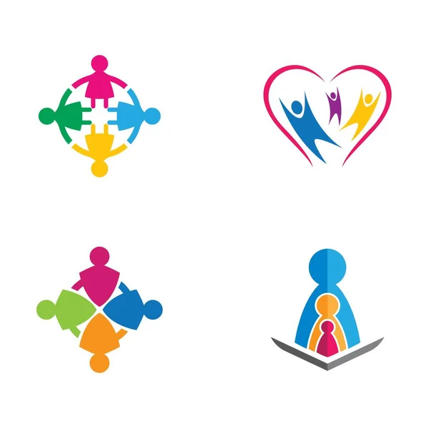 Adoption Soins Communautaires Modèle Logo Vectoriel Icône Illustration Design — Image vectorielle