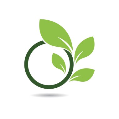 Yeşil yapraklı ekoloji doğa element ikonu logoları