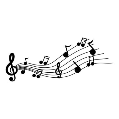 Müzik notası simgesi veteror logosu yaratıcı illüstrasyon