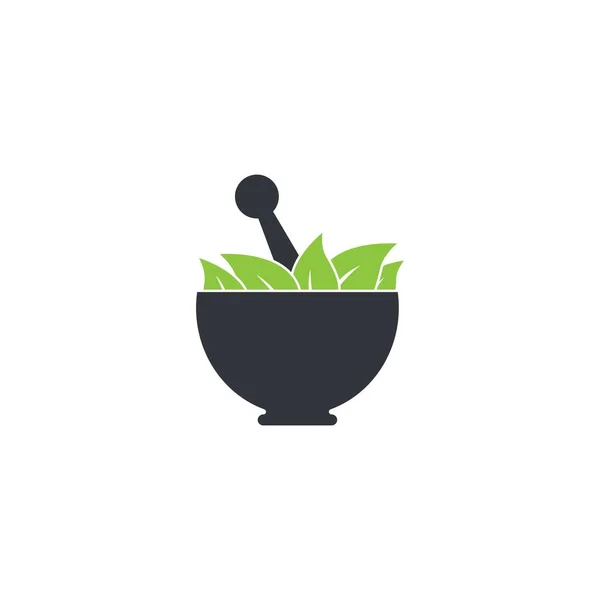 Herbal Medicina Logotipo Modelo Ícone Vetor Ilustração — Vetor de Stock