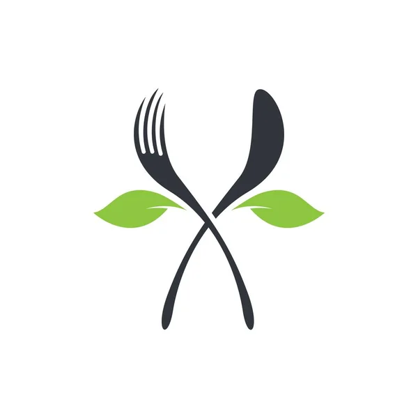 Comida Vegana Logotipo Plantilla Vector Icono Diseño — Vector de stock