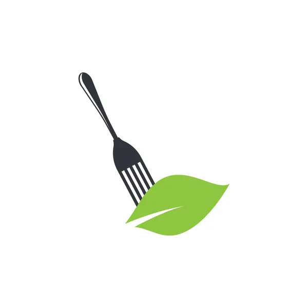 Comida Vegana Logotipo Plantilla Vector Icono Diseño — Vector de stock