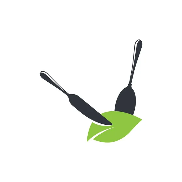 Comida Vegana Logotipo Plantilla Vector Icono Diseño — Vector de stock