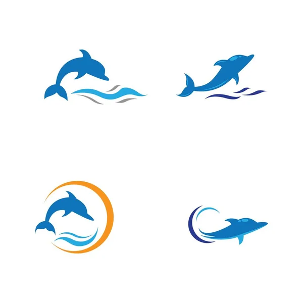 Modèle Logo Dolphin Icône Vectorielle Illustration Design — Image vectorielle