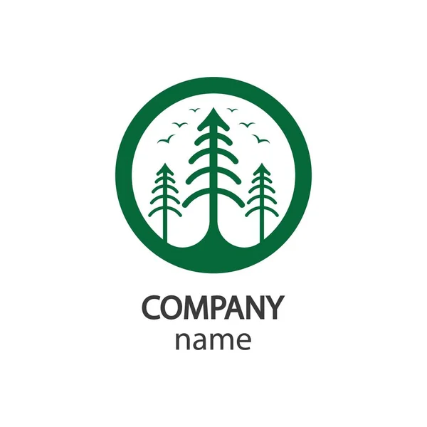 Desain Ilustrasi Ikon Vektor Logo Pohon Pinus - Stok Vektor