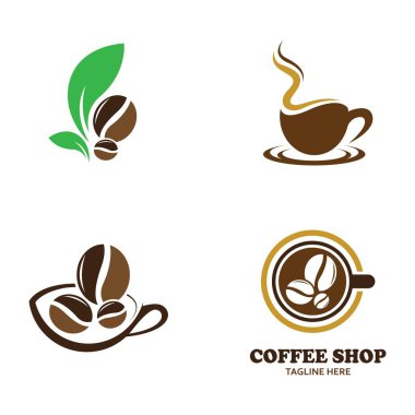 Kahve fincanı simgesi logosu yaratıcı vektör çizimi