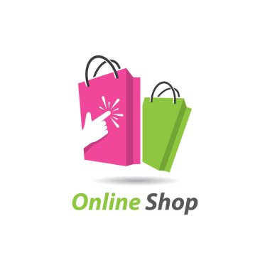 Çevrimiçi dükkan logo şablonu ikon vektör tasarımı