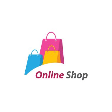 Çevrimiçi dükkan logo şablonu ikon vektör tasarımı