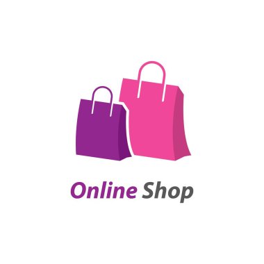 Çevrimiçi dükkan logo şablonu ikon vektör tasarımı