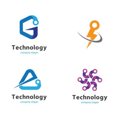 Dairesel teknoloji devre simgesi logo vektör illüstrasyon tasarımı