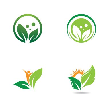 Yeşil yaprak logo şablon vektör tasarımı