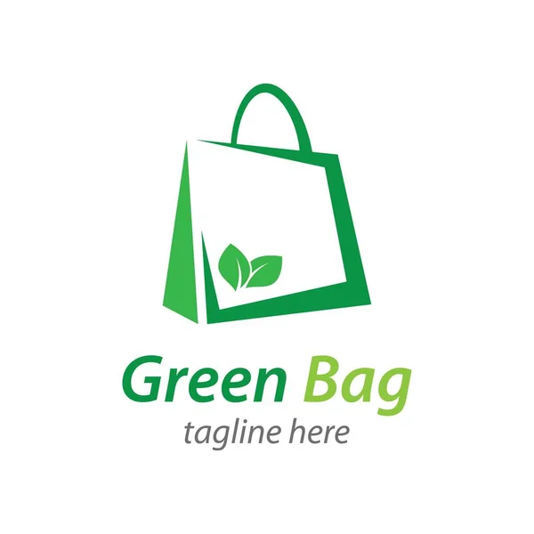 Green Bag Logo Template Icon Vector Design — Stock Vector