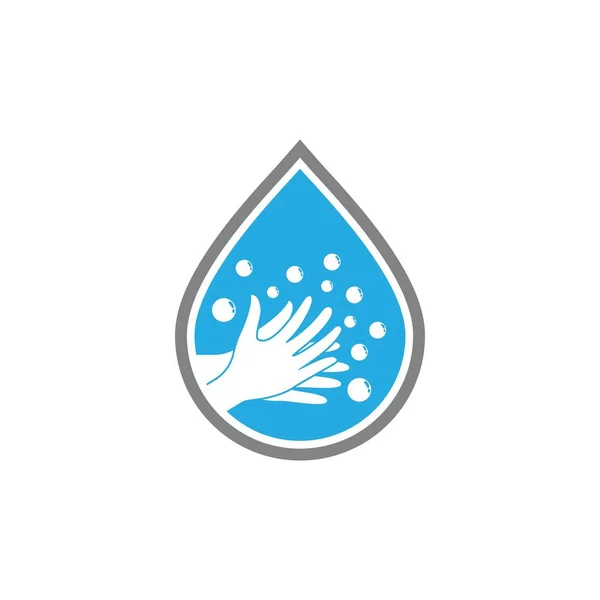 Modèle Logo Lavage Main Design Icône Vectoriel — Image vectorielle