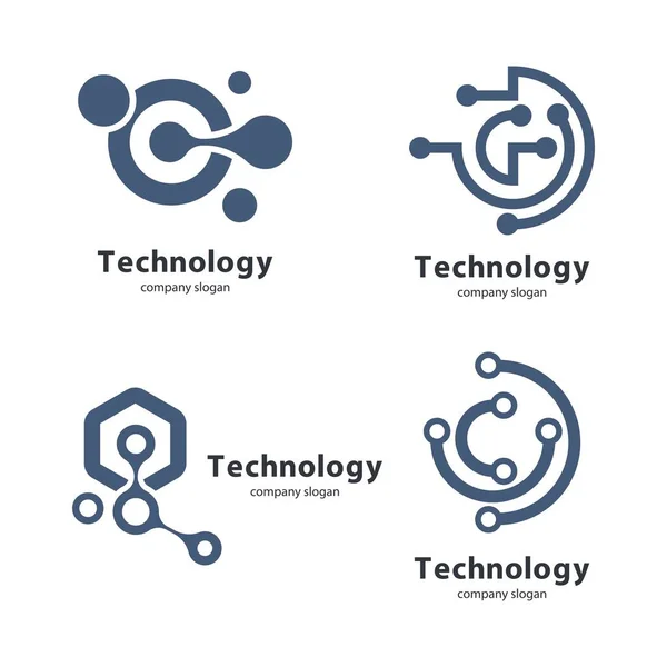 Design Ilustração Vetor Logotipo Ícone Circuito Tecnologia Circular — Vetor de Stock