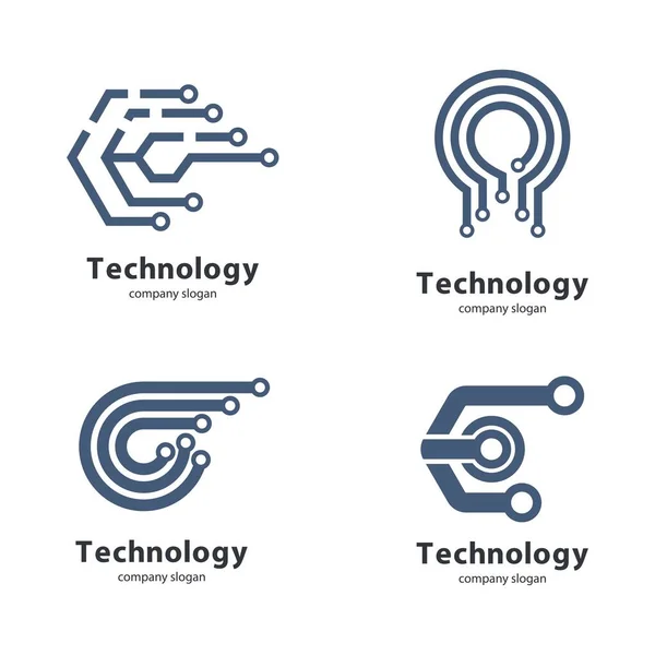 Design Ilustração Vetor Logotipo Ícone Circuito Tecnologia Circular — Vetor de Stock