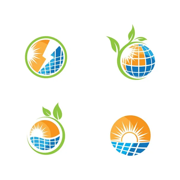 Panel Solar Icono Logotipo Plantilla Diseño — Archivo Imágenes Vectoriales
