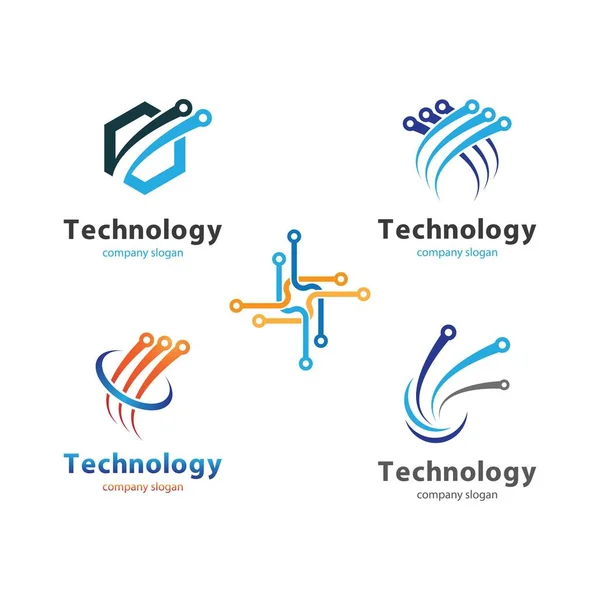 Design Ilustração Vetor Logotipo Ícone Circuito Tecnologia Circular — Vetor de Stock