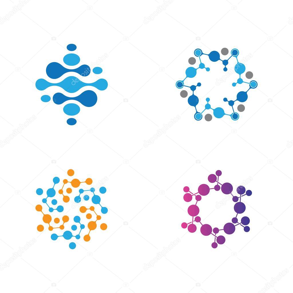 Molecule logo template vector icon illustration design