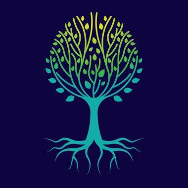 Ağaç gradyanı logo şablon vektör simgesi tasarımı
