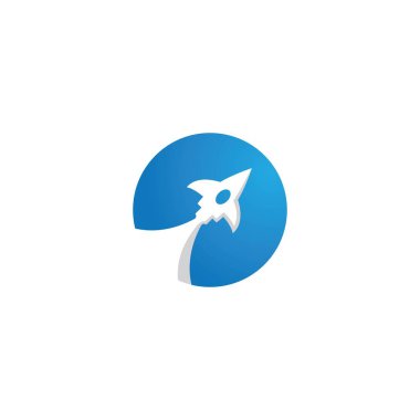 Roket logosu mavi gradyan vektör çizimi tasarımı