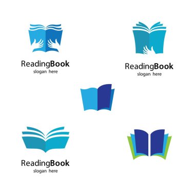 Kitap logosu şablonu vektör illüstrasyon tasarımı okunuyor