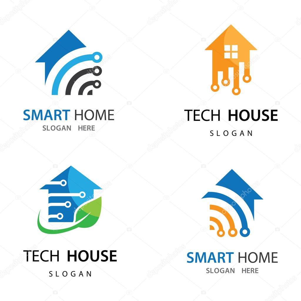 Smart house logo template vector illustration design
