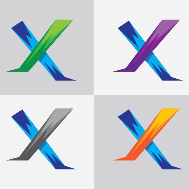 X harfi logo resimleri illüstrasyon tasarımı