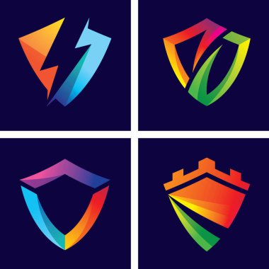 Kalkan gradyan logo tasarımı çizimi