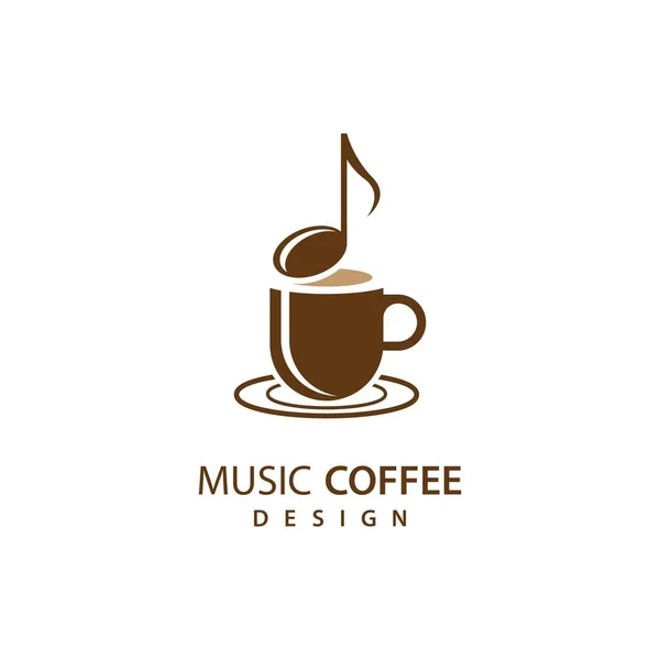 Hudební Káva Logo Obrázky Ilustrační Design — Stockový vektor