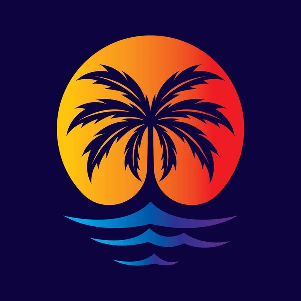 Palmera Logo Imágenes Ilustración Diseño — Vector de stock