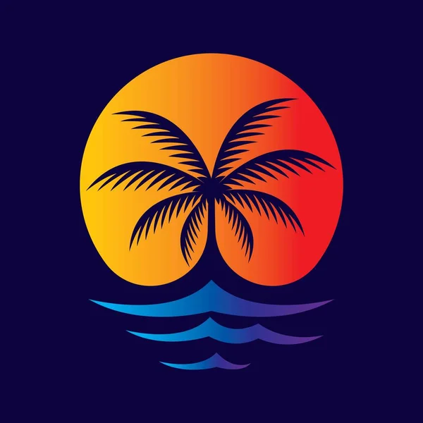 Palmera Logo Imágenes Ilustración Diseño — Vector de stock