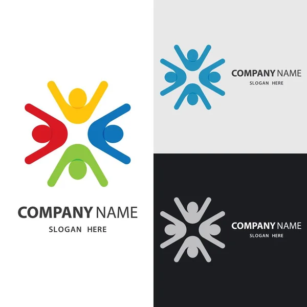 Teamwork Logotyp Bilder Illustration Design — Stock vektor