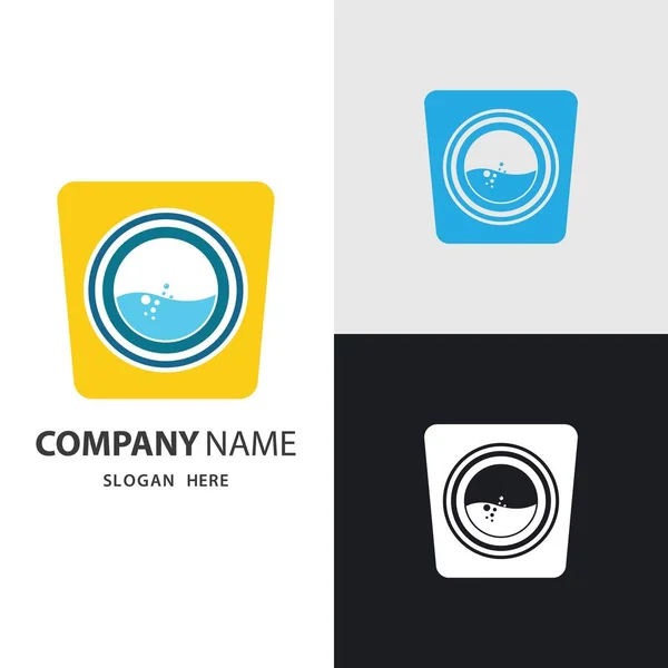 Lavanderia Logotipo Imagens Ilustração Design — Vetor de Stock