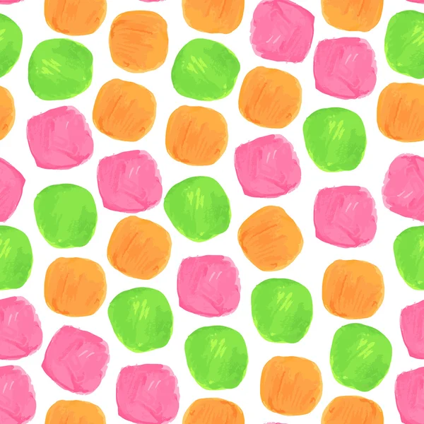 Vector aquarel naadloze patroon met groen oranje en roze Bl — Stockvector