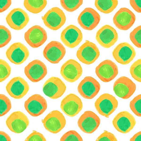 Vektorové akvarel vzor bezešvé oranžové a zelené tečky — Stockový vektor