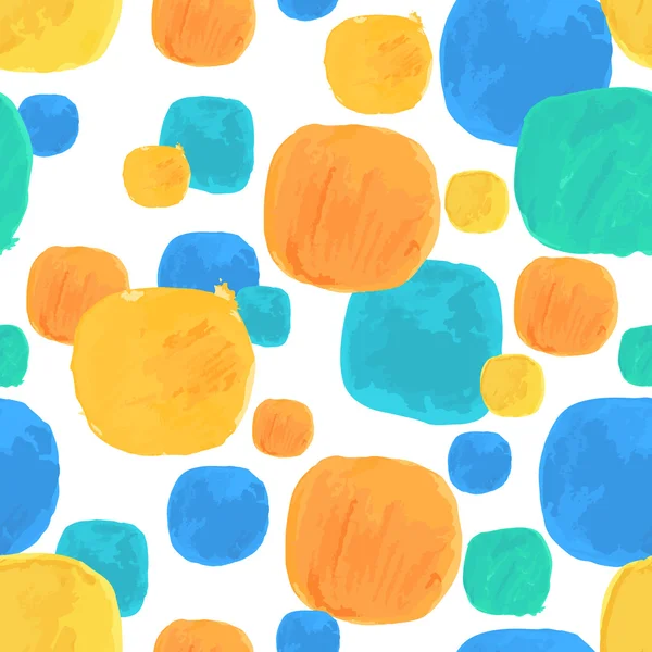 Vector Watercolor Seamless Pattern With Blue and Orange Blobs — Stock Vector