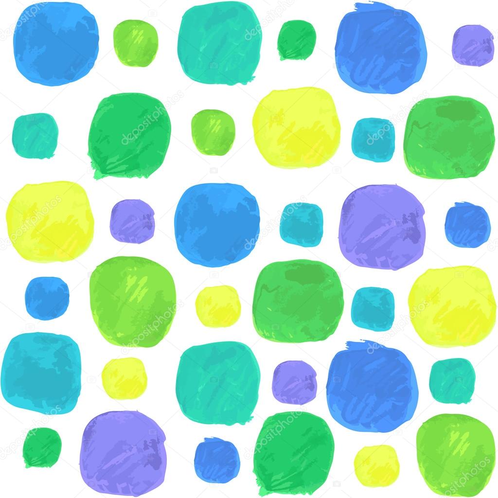 Vector Watercolor Seamless Pattern With Blue Green and Yellow Bl
