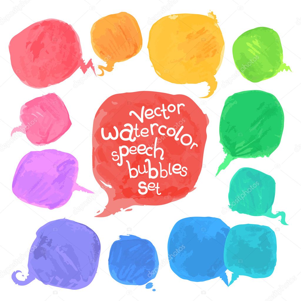 Vector Watercolor Speech Bubbles Set