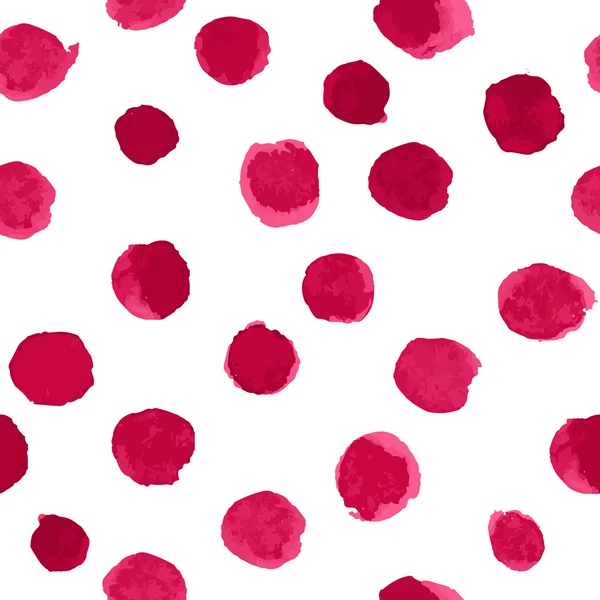 Vetor sem costura aquarela vermelho Polka Dot Pattern — Vetor de Stock