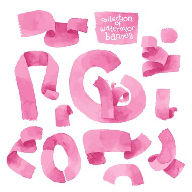 Vektör suluboya kırmızı bayrak kümesi